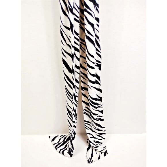 Womens Zebra Print Scarf 80" White Black Boho Animal Safari Unique Pointed Ends - Picture 3 of 7